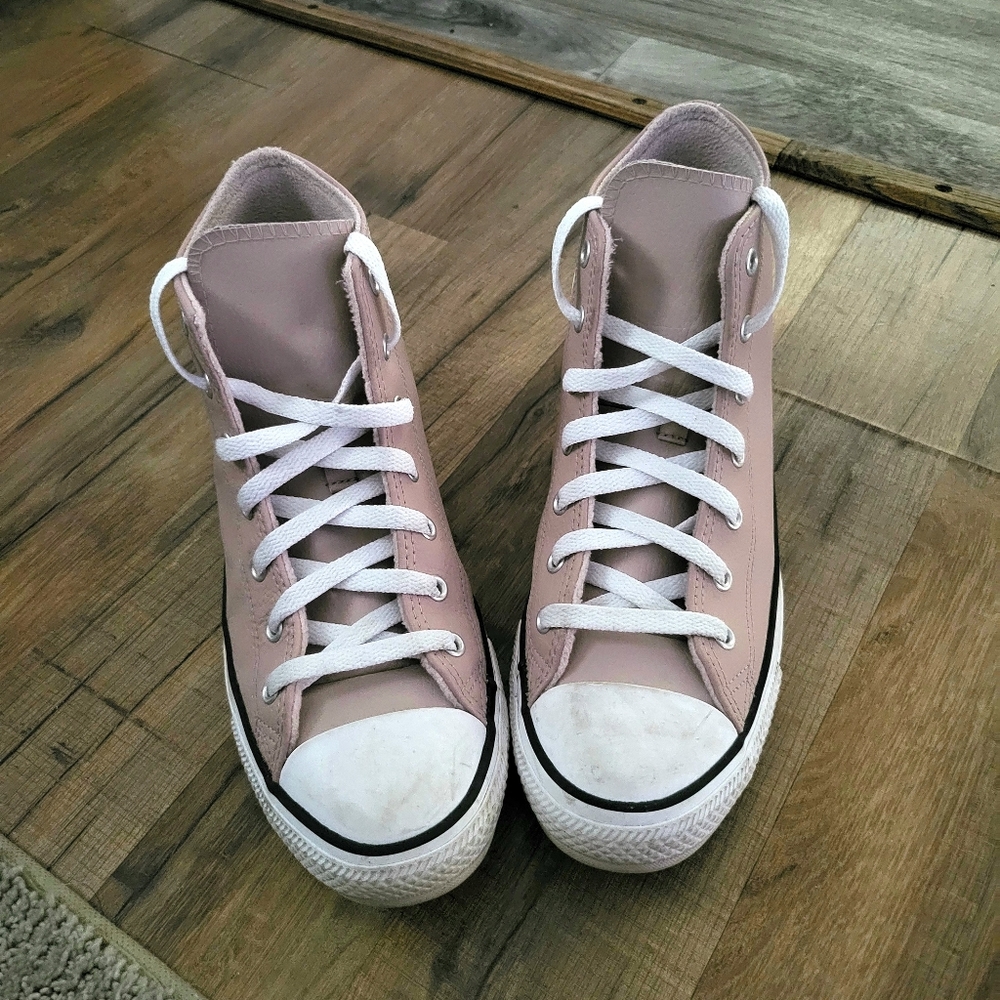 Pink leather converse